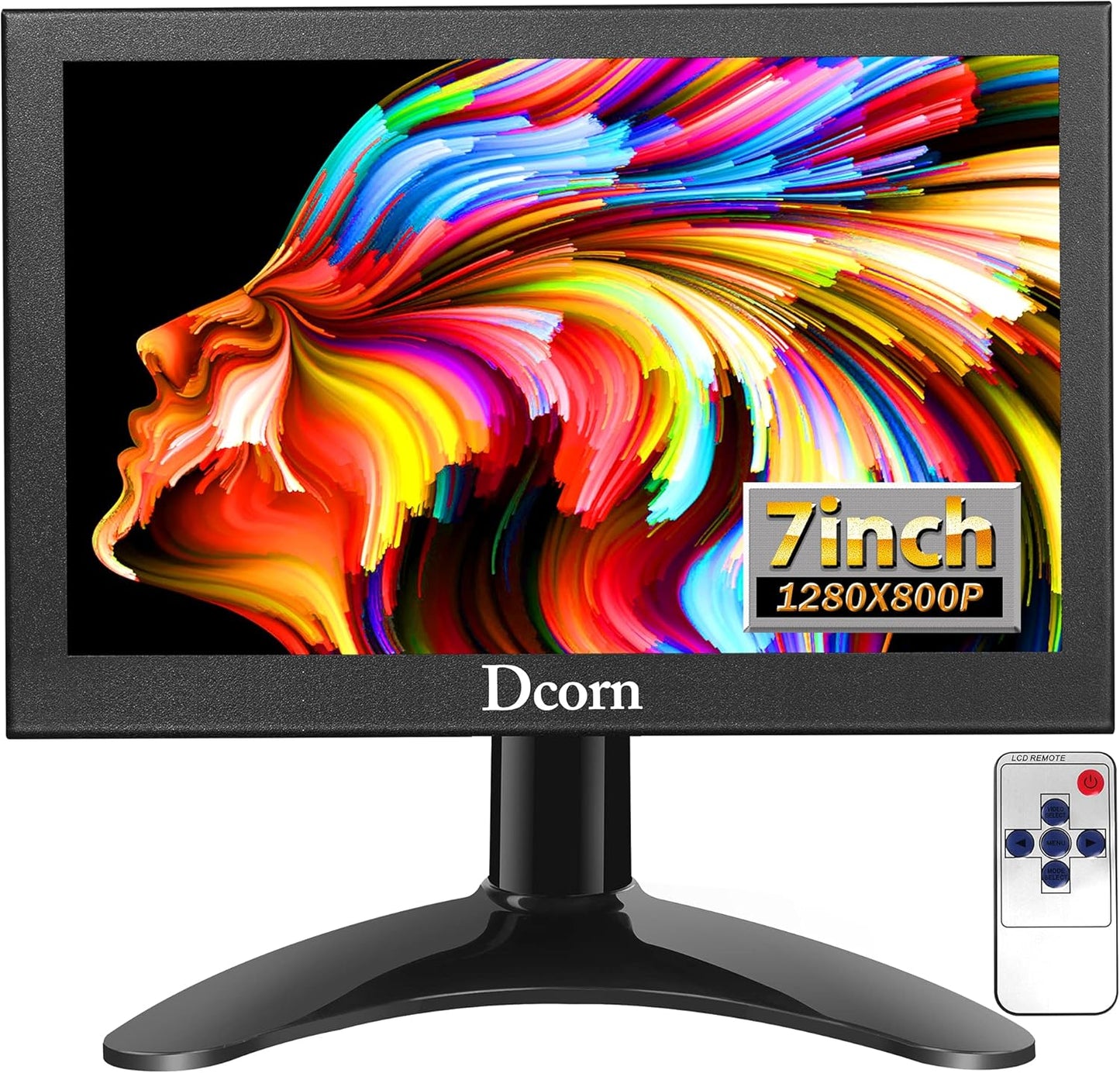 7 Mini Monitor: Full HD| BNC AV HDMI VGA| Remote, Wall Bracket | Dcorn