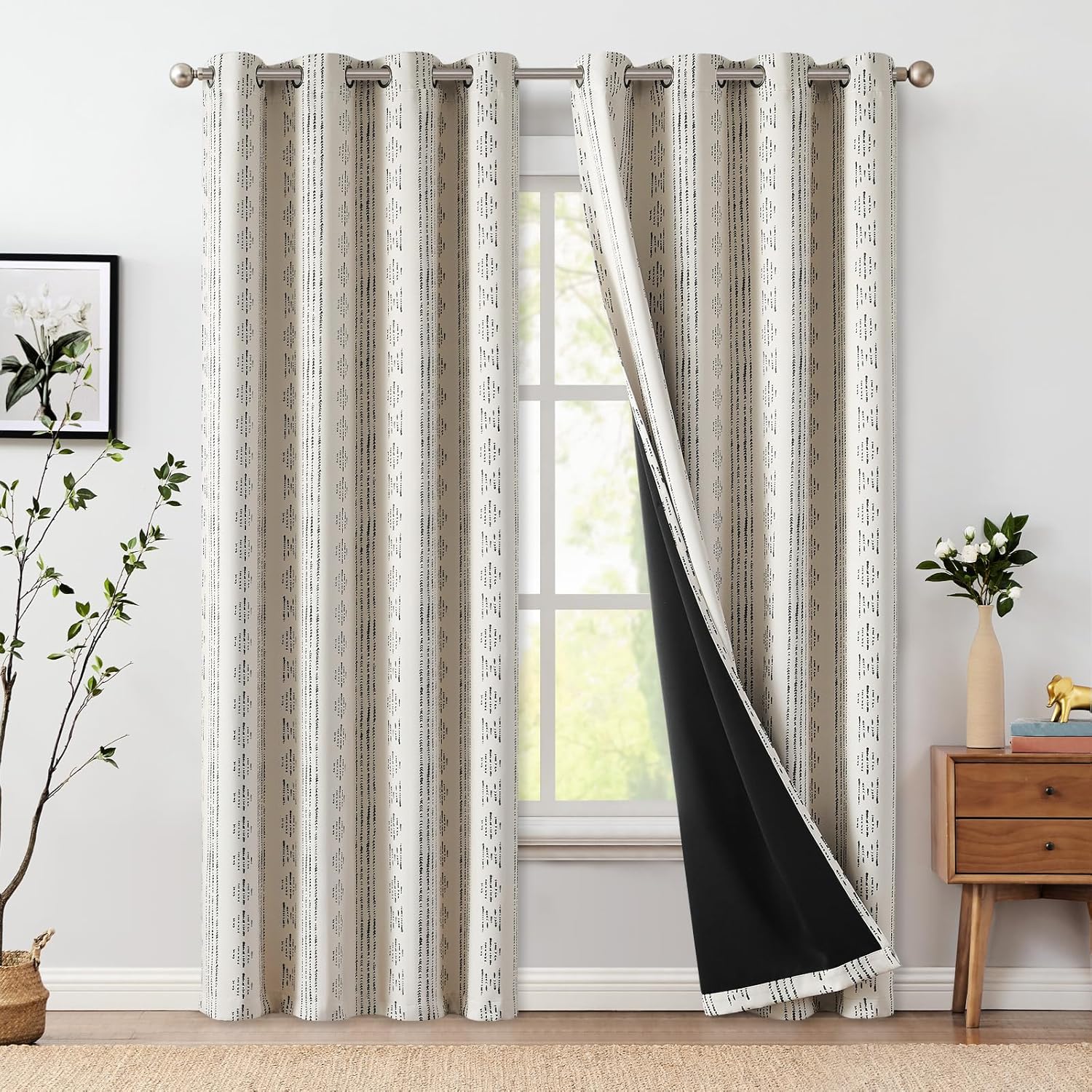 Blackout Boho Curtains for Bedroom Living Room 90 Inches Long