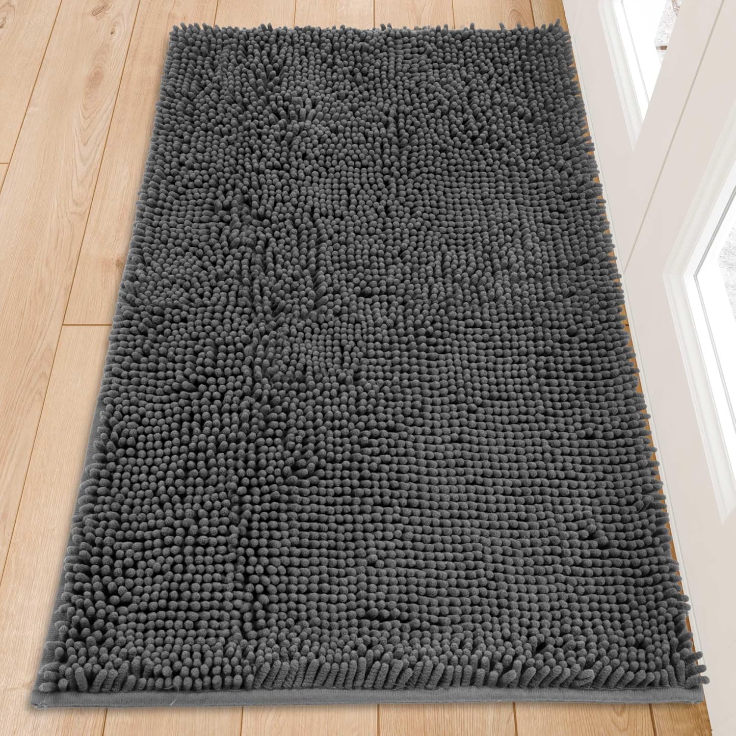 Chenille Absorbent Front Door Mat for Muddy Paws and Dirt