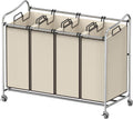 Simple Houseware 4-Bag Rolling Laundry Sorter Cart - Sturdy Chrome