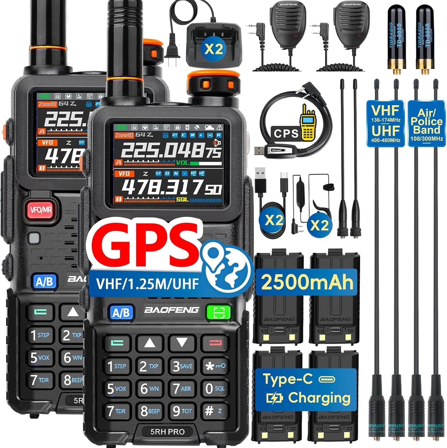 BAOFENG 5RH PRO GPS Ham Radio: High Power, Long Range Features