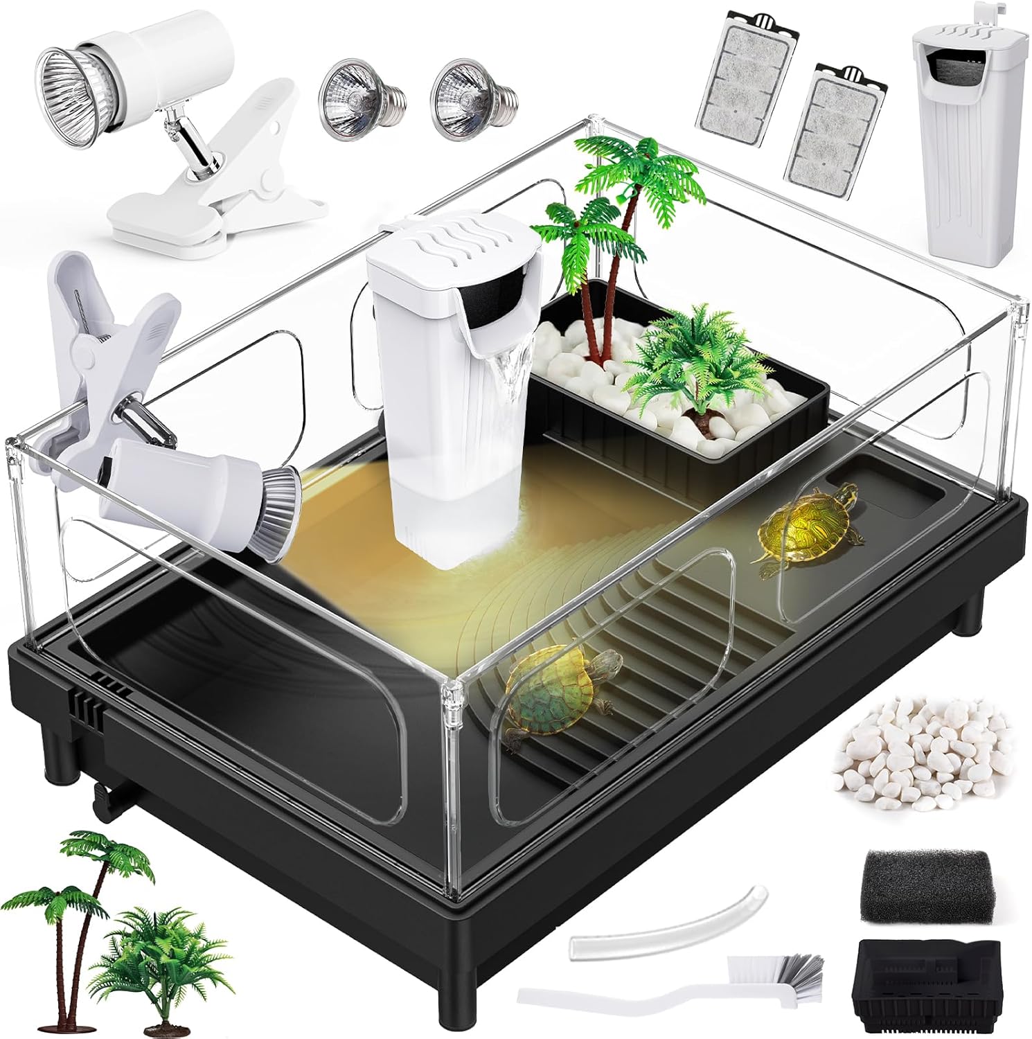 Small Turtle Tank Kit with Basking Platform for Reptiles