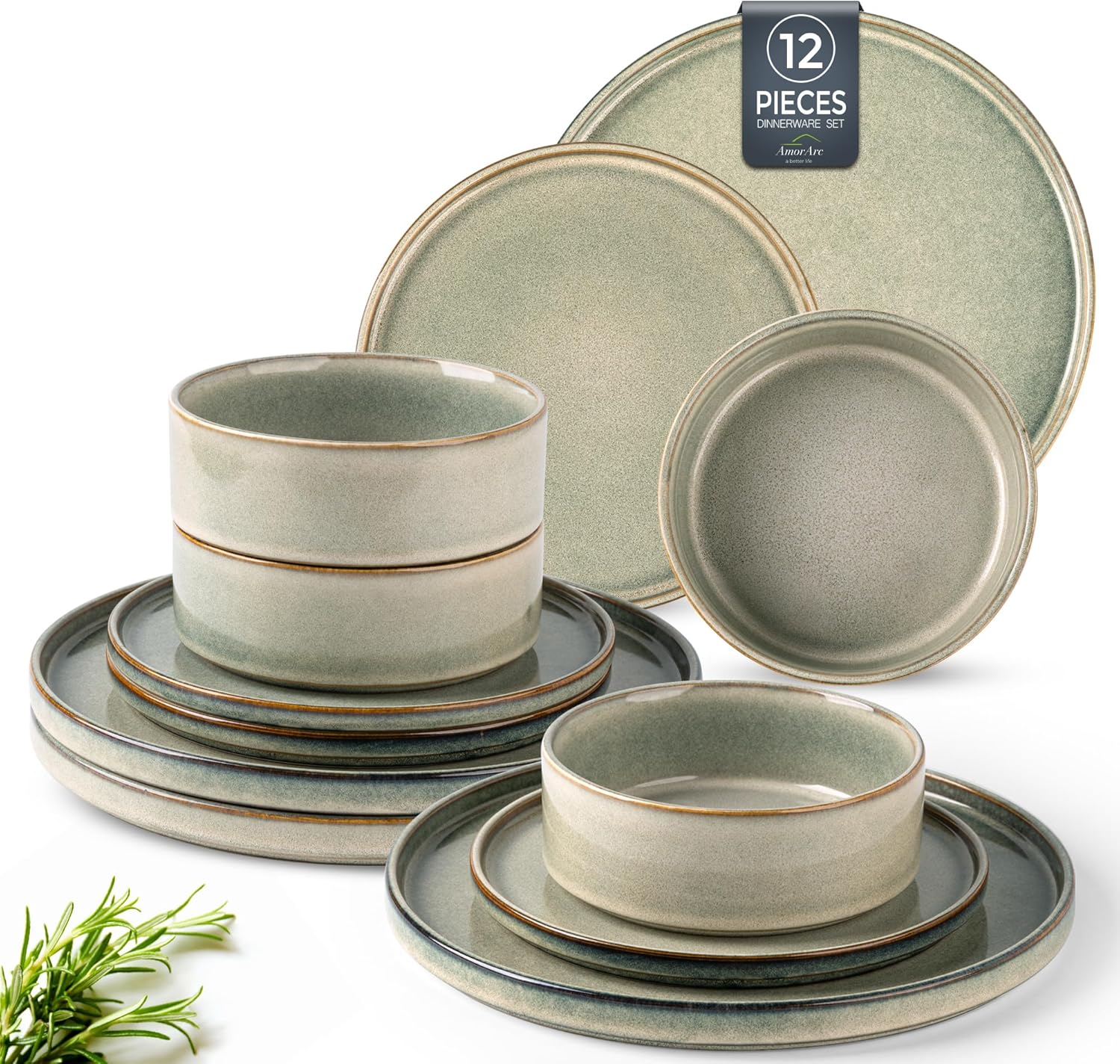 Handmade Reactive Glaze Stoneware Dinnerware Set for 4