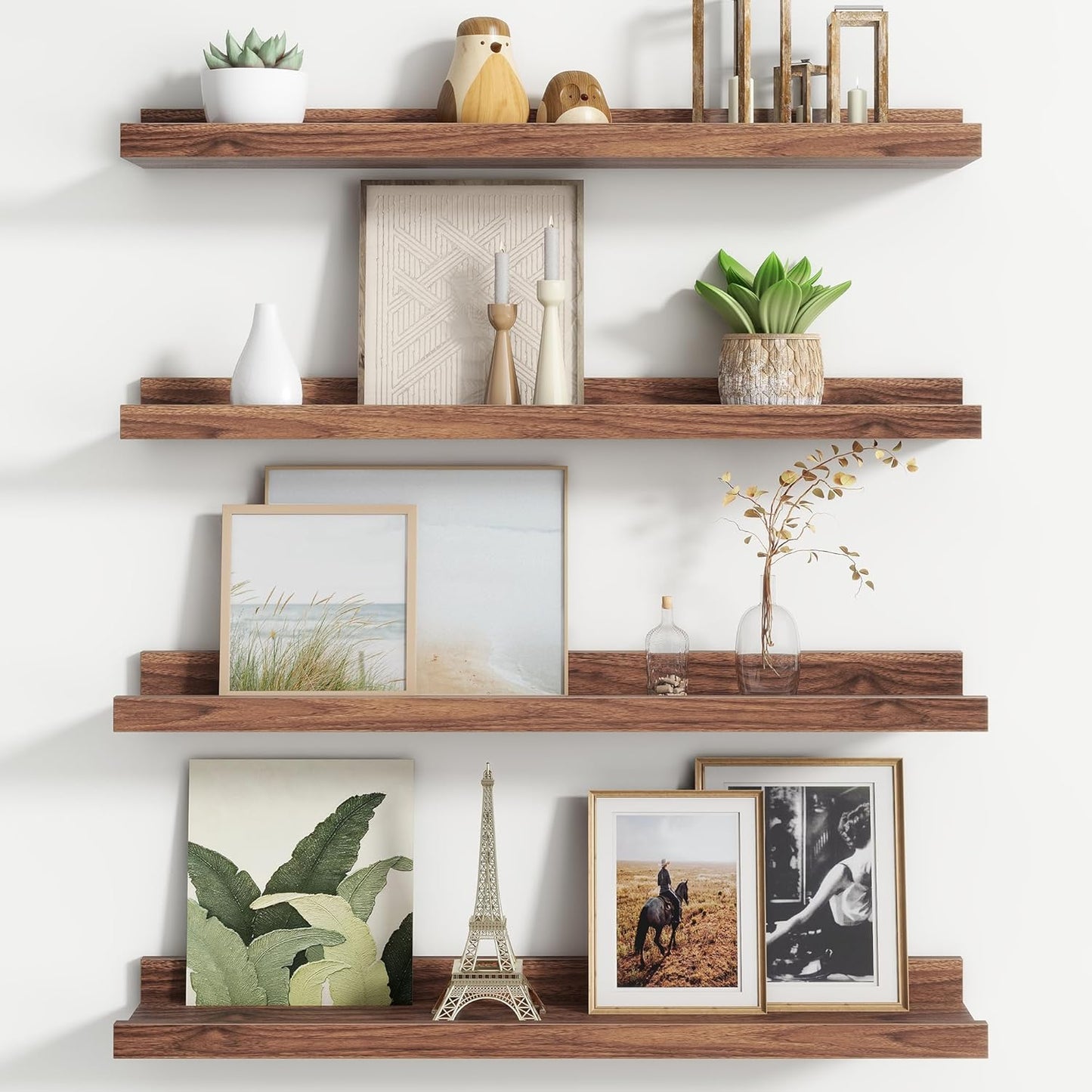 Floating Picture Ledge Shelves for Wall Set of 4, 24 Inch