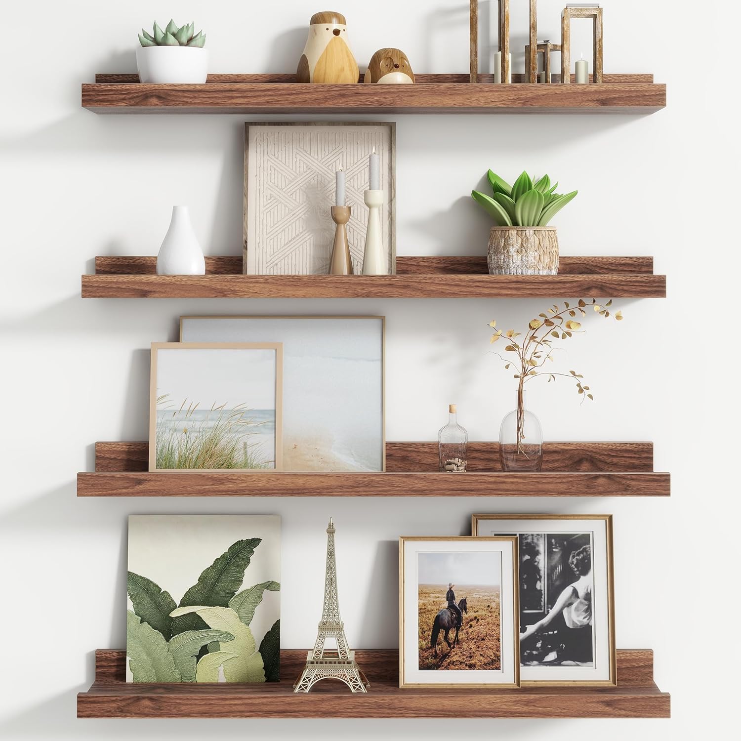 Floating Picture Ledge Shelves for Wall Set of 4, 24 Inch