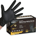Industrial Strength Black Nitrile Gloves, Raised Diamond Texture, Latex Free