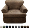 T Cushion Armchair Slipcovers Leather Look Couch Cover - Light Brown