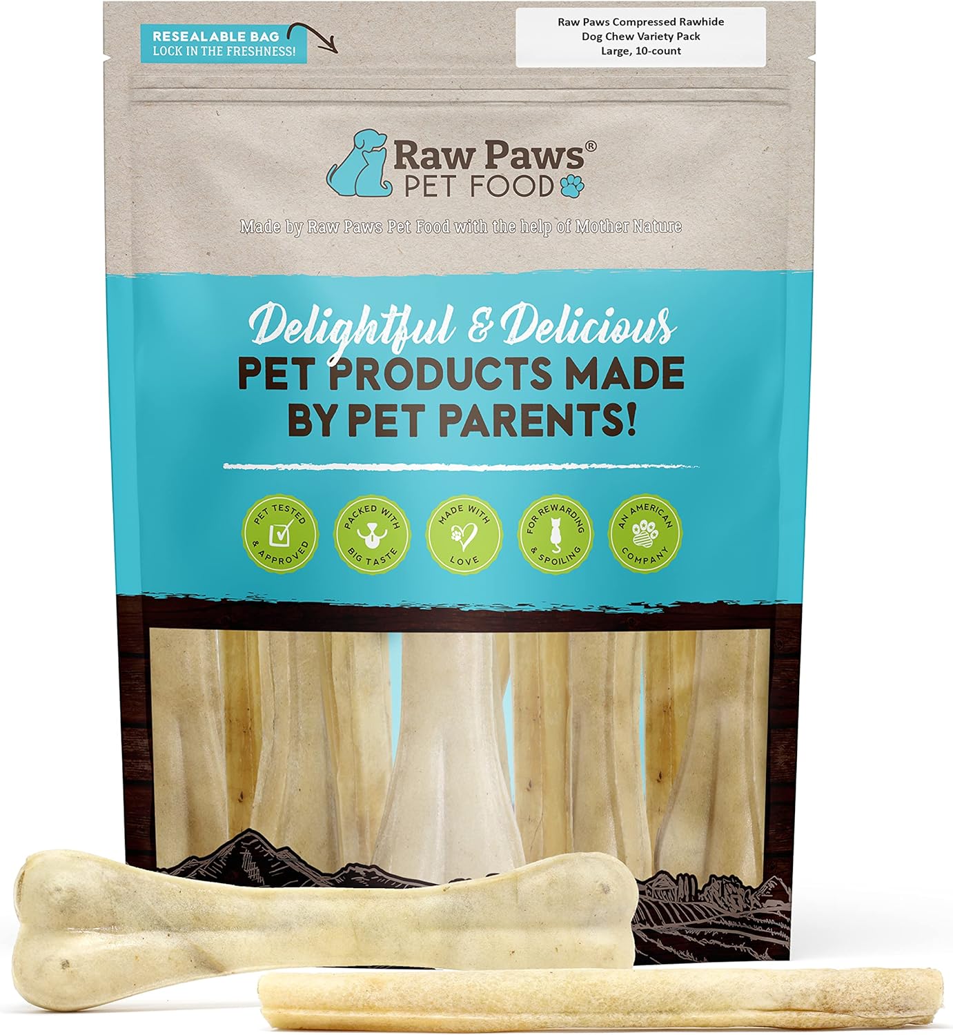 Compressed Rawhide Bones for Large Dogs - Long Lasting Chews