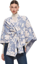 Women's Floral Shawl Wrap Poncho - Soft Open Front Wrap