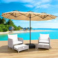 15FT Large Patio Umbrella with Base & Solar LED Lights - Kahaki