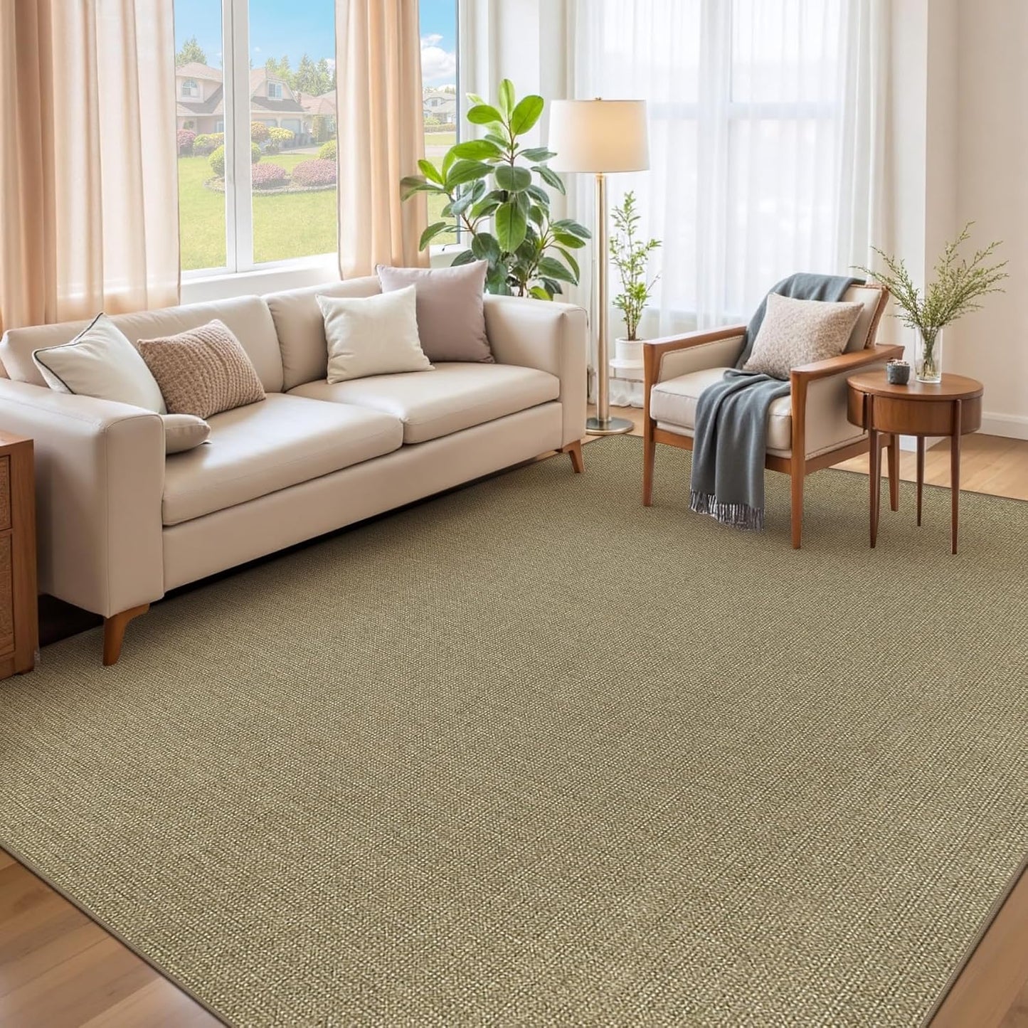 Easy Jute Rug 6x9 Natural Non Slip Indoor Outdoor Carpet