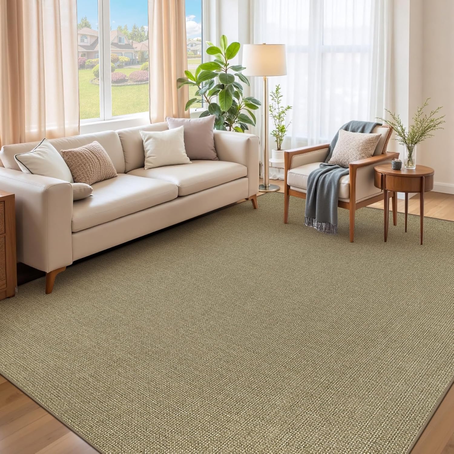 Easy Jute Rug 6x9 Natural Non Slip Indoor Outdoor Carpet