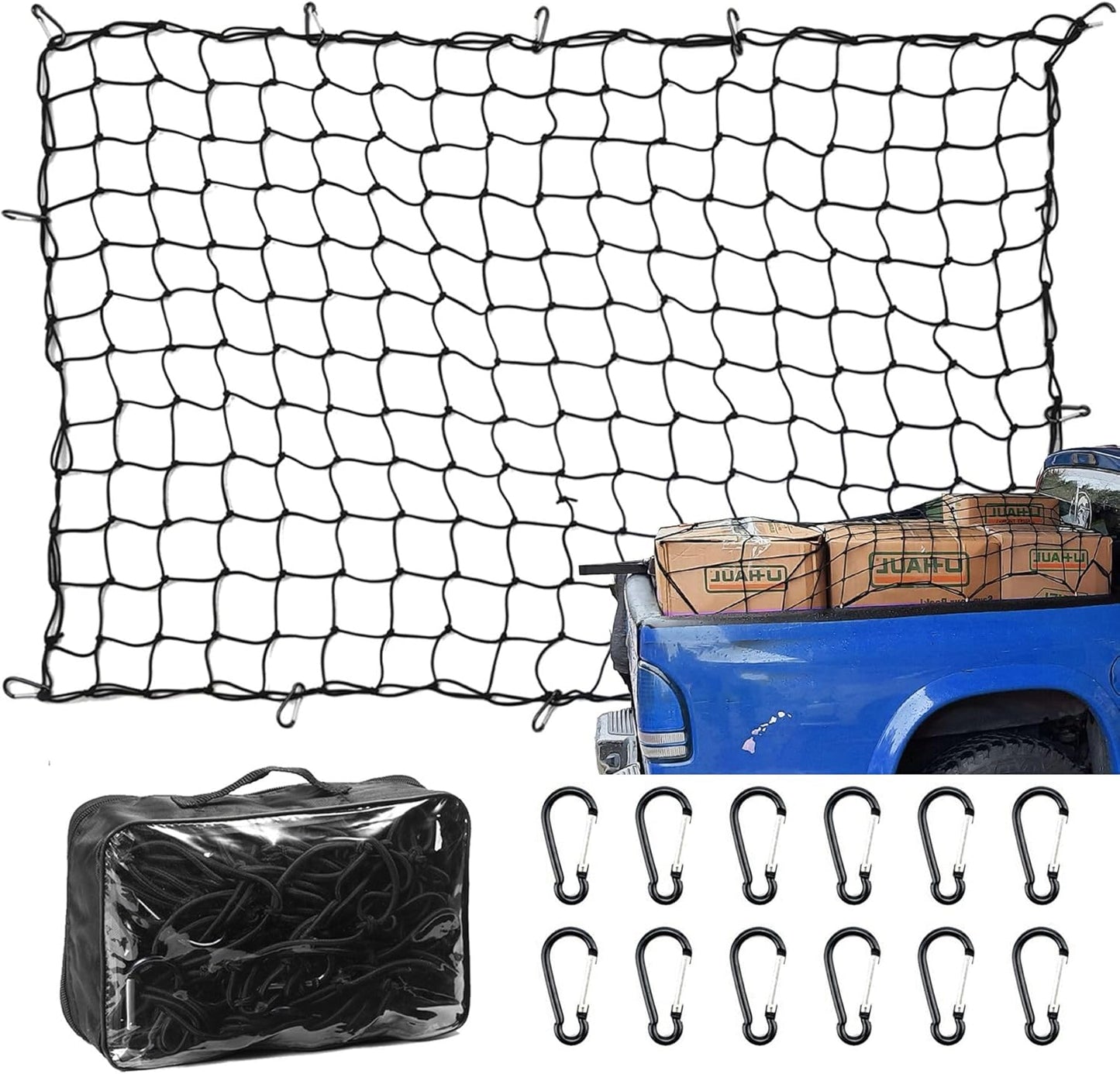 Extendable 4' x 6' to 8' x 12' Truck Cargo Net