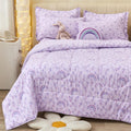 Twin Size Comforter Set for Girls Purple Love Rainbow - Soft