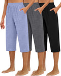 Huukeay Women's Capri Sweatpants - Cozy Wide Leg Cropped Capri