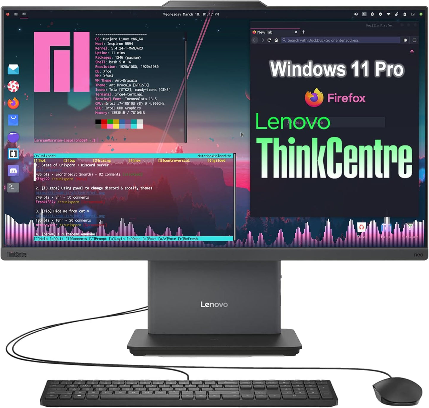 Lenovo ThinkCentre Business All-in-One Computer with 24ft' Display