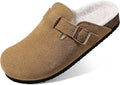 Fuzzy Suede Clogs with Fur Lining - Cozy Cork Footbed Mules