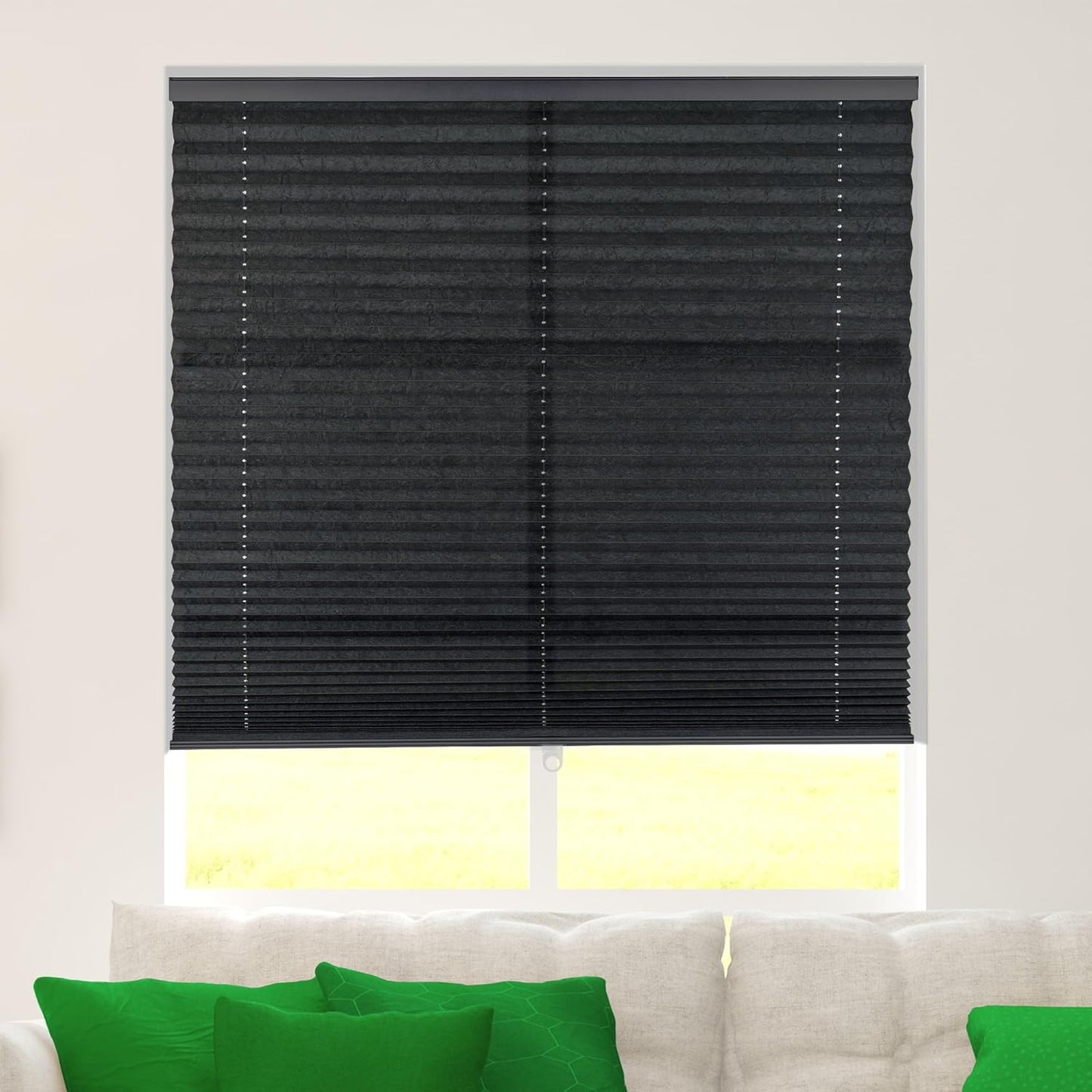Calyx Interiors Pleated Fabric Window Shade, 40in x 60in Black