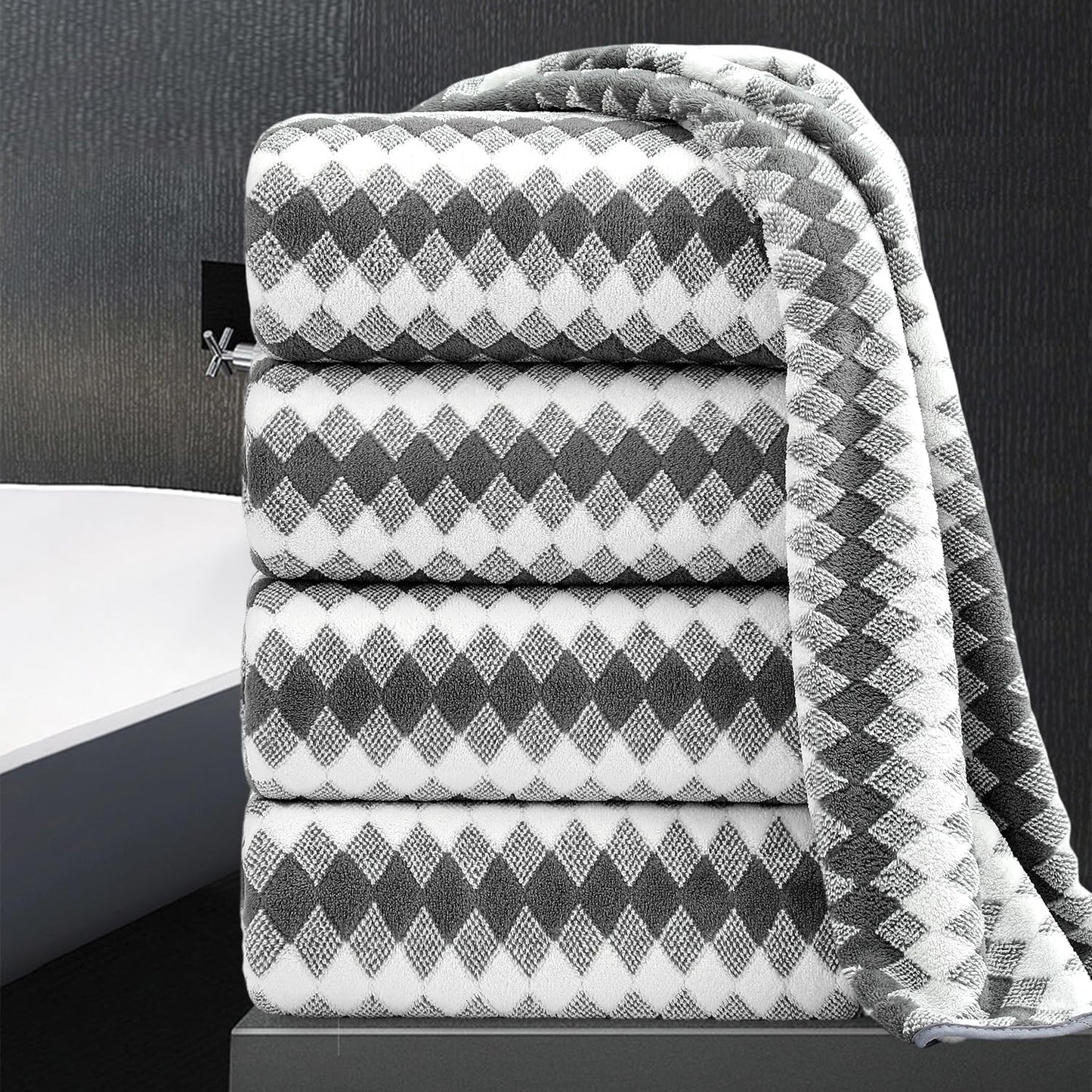 Oversized Bath Towel Set 4 Piece Extra Large Soft Plush Towels