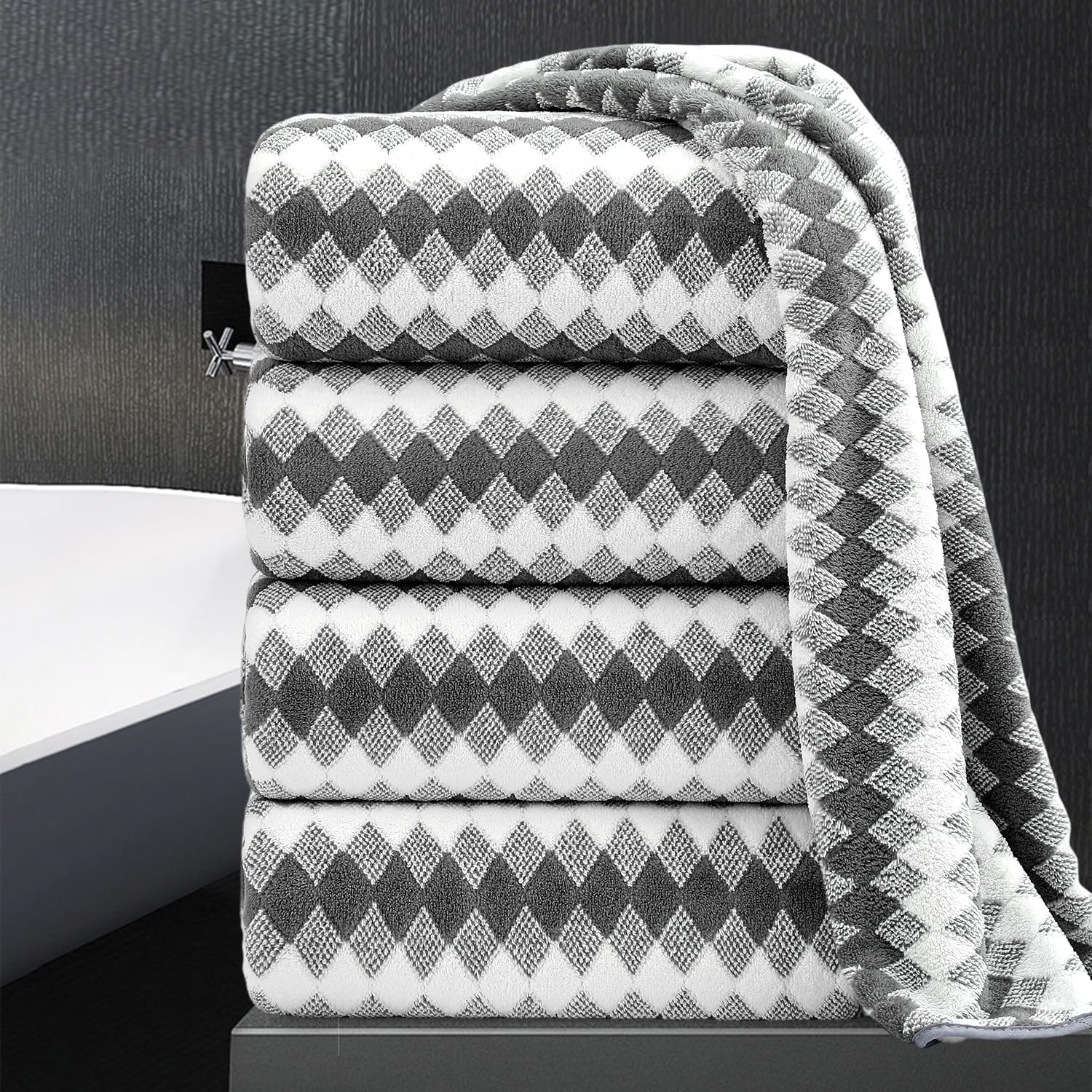 Oversized Bath Towel Set 4 Piece Extra Large Soft Plush Towels