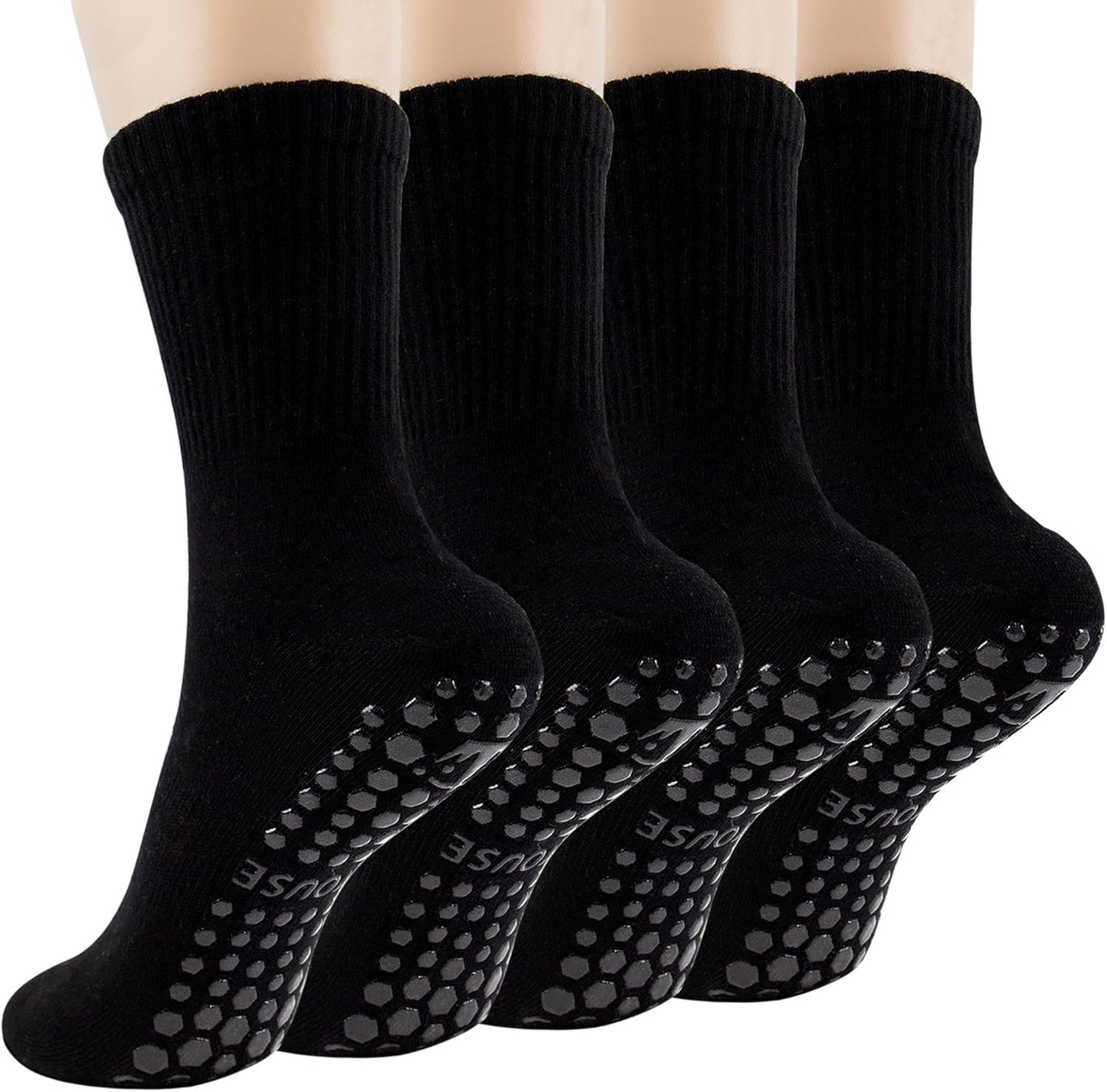 Anti-Slip Pilates Socks for Women - Grippy Crew Length - Ivyhouse