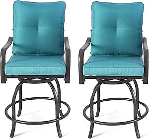 Kozyard Isabella High Swivel Bar Stools Set for Home and Patio