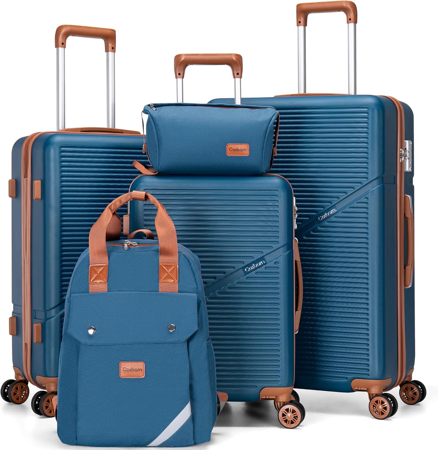 Durable 5 Piece Luggage Set with Wheels for Hassle-Free Travel