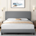 Queen Bed Frame with Adjustable Headboard - Chenille Upholstered