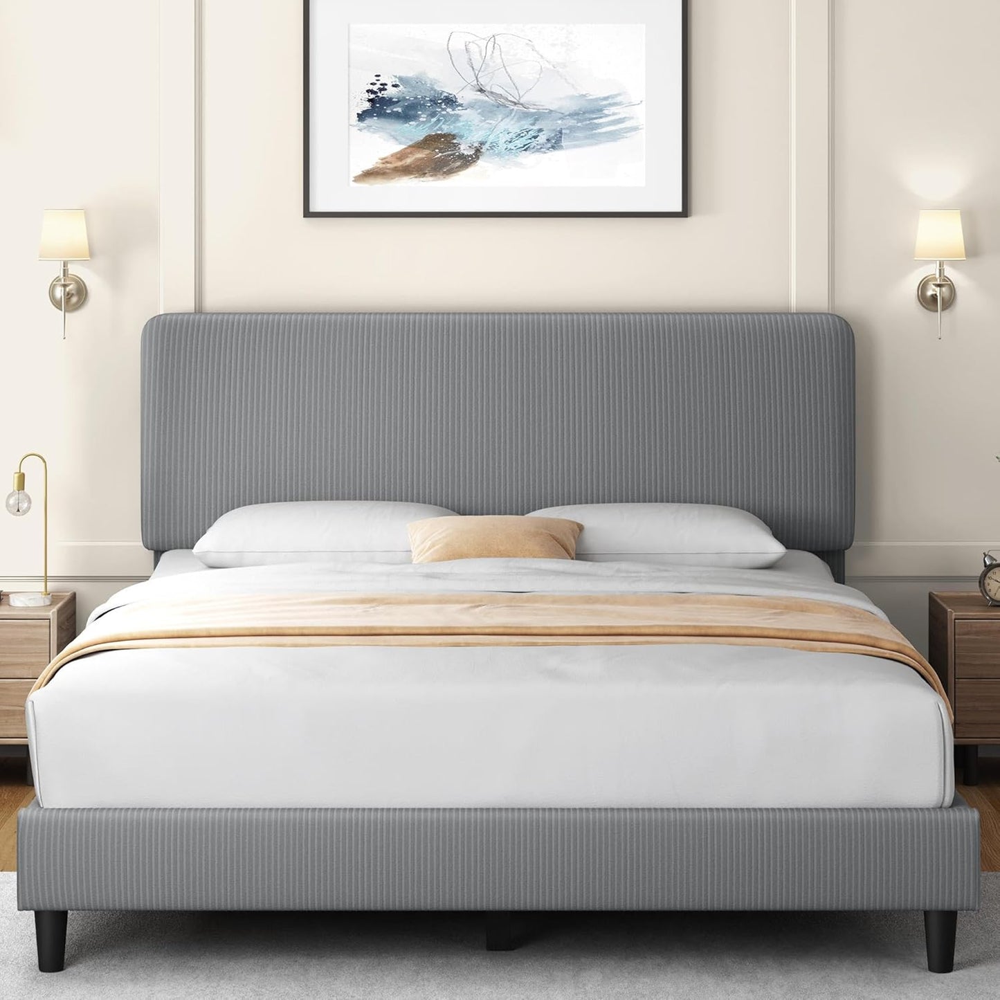 Yaheetech Queen Bed Frame with Adjustable Headboard for Comfort