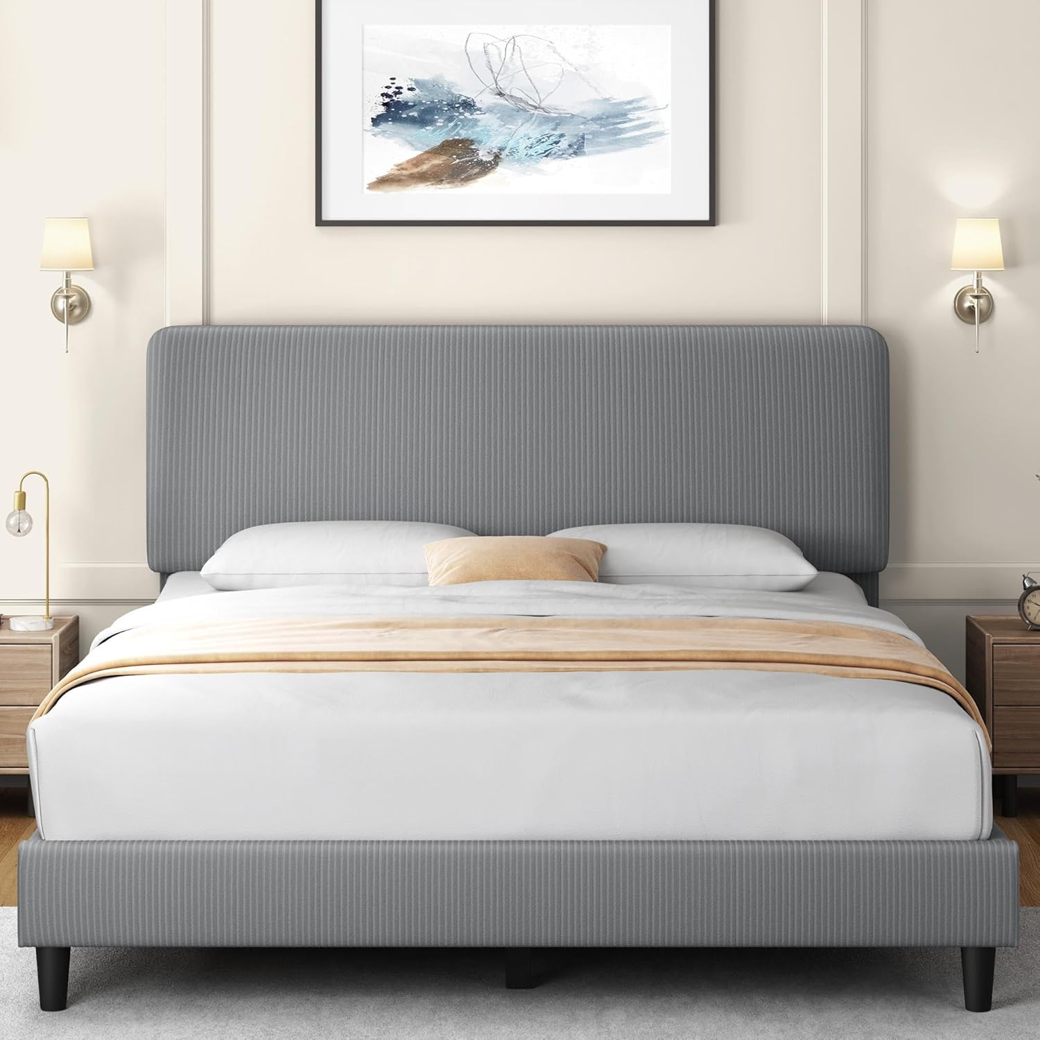 Yaheetech Queen Bed Frame with Adjustable Headboard for Comfort