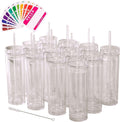 STRATA CUPS 24 Clear Skinny Tumblers 16oz - Double-Wall Reusable