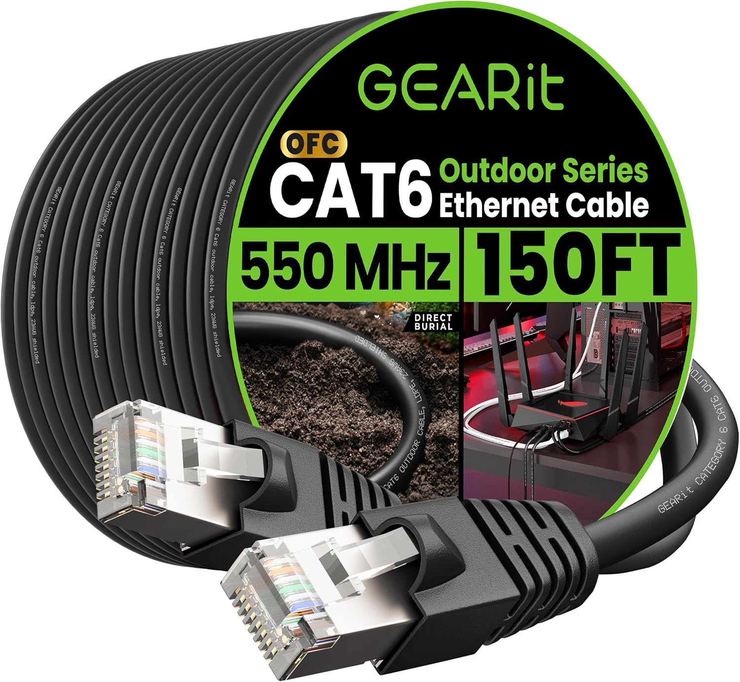 150ft GEARit Cat6 Outdoor Ethernet Cable - Weatherproof & Reliable