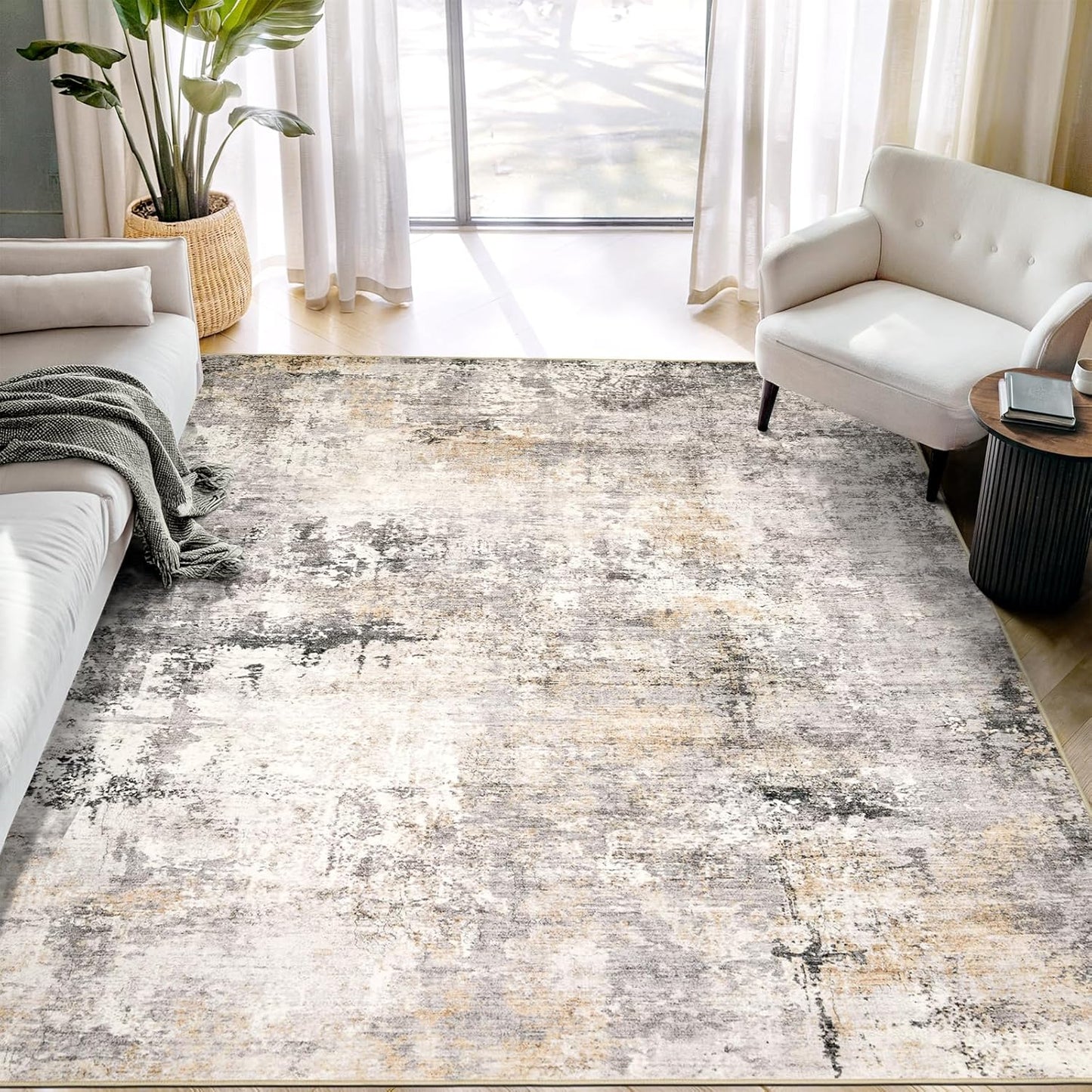5x7 Modern Abstract Soft Indoor Area Rug for Living Room