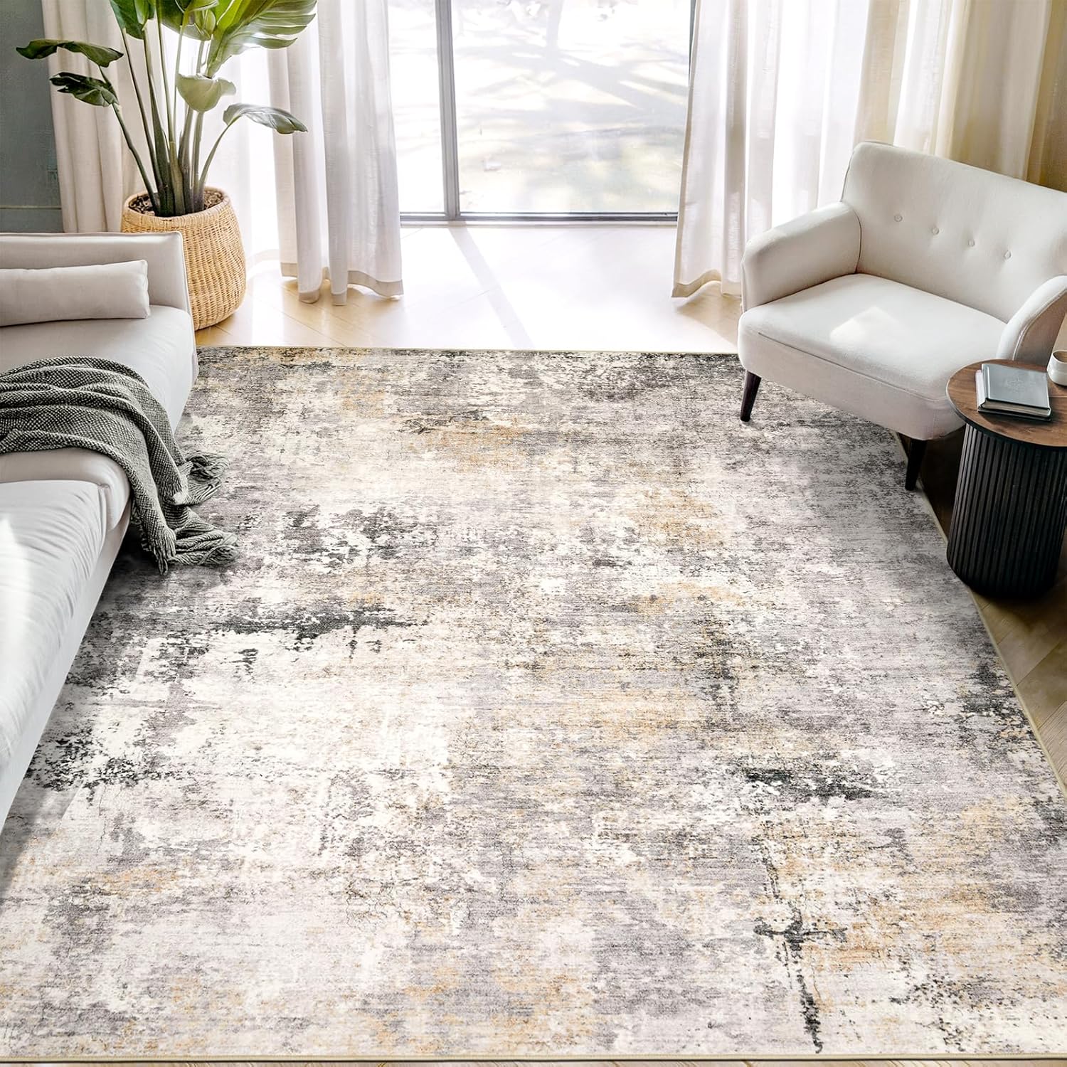 5x7 Modern Abstract Soft Indoor Area Rug for Living Room