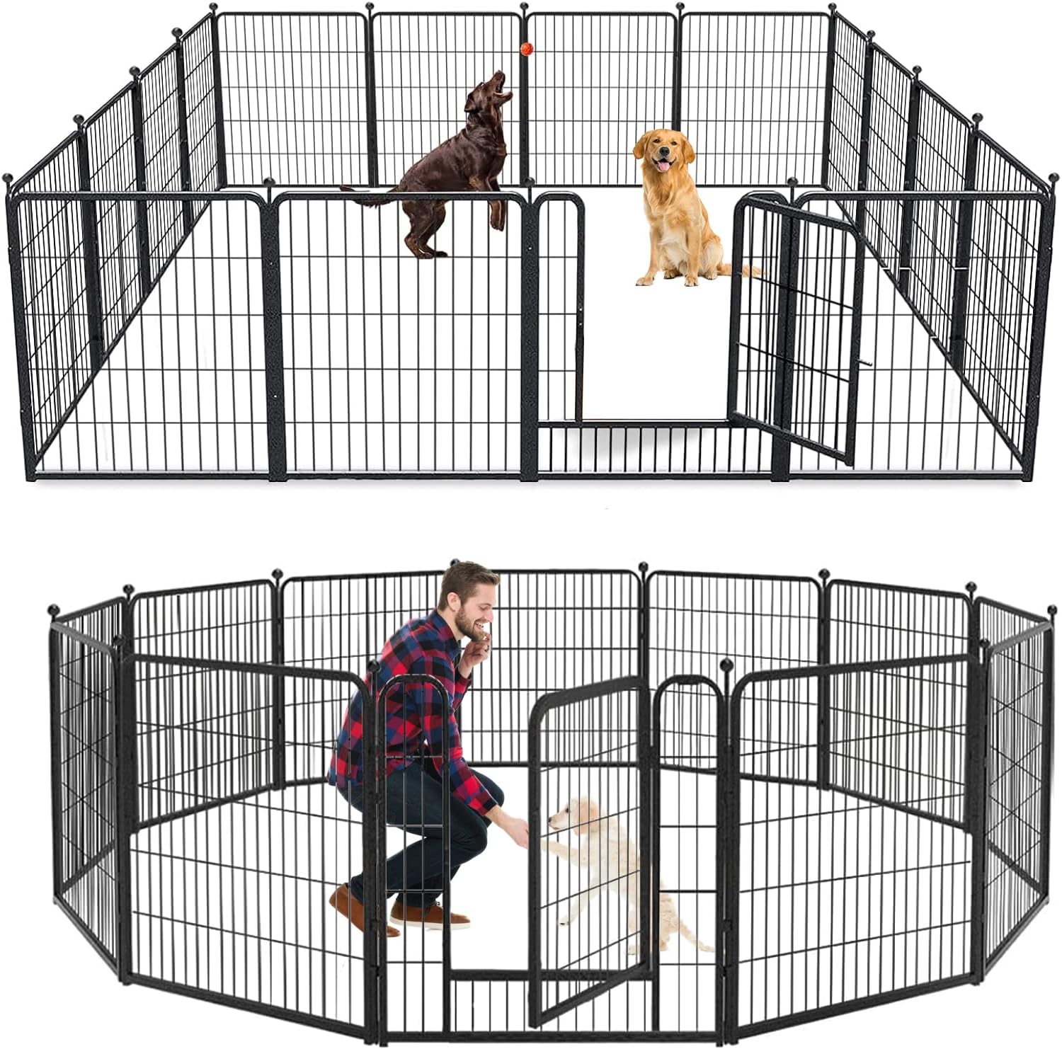 Dog Playpen 32 inch Heavy Duty Metal Fence for Medium Small Dogs