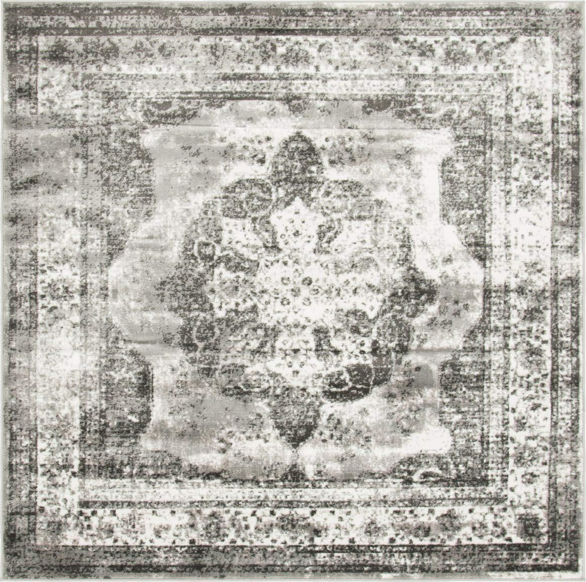 Unique Loom Sofia Collection Area Rug - Gray/Ivory Square Design