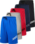 Boys Mesh Basketball Shorts 5 Pack - Quick Dry Pockets