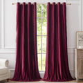 BULBUL Burgundy Velvet Curtains 90 in Length - Blackout Thermal Drapes