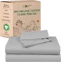 Full Size Organic Cotton Percale Sheets Set - Light Grey