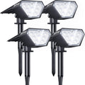 Biling Solar Spot Lights Outdoor 700 Lumen 4 Pack - Bright Waterproof
