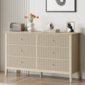RoyalCraft Beige 6 Drawer Dresser - Fluted Modern Wood Chest
