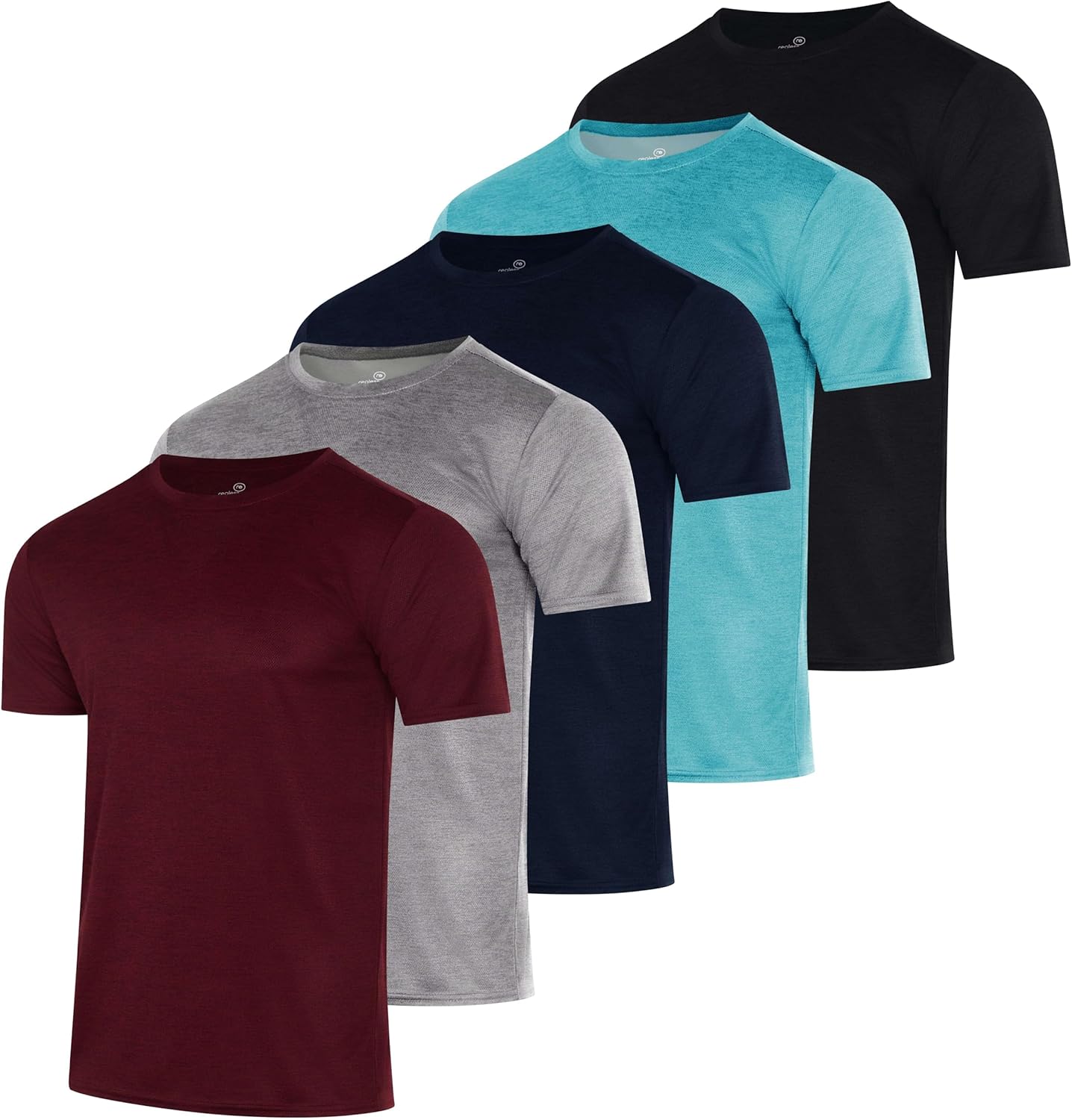 Real Essentials 5 Pack Mens Active Quick Dry Crew Neck T Shirts