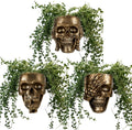 Skull Wall Planter 3pcs Set - Gothic Hanging Resin Pots for Plants