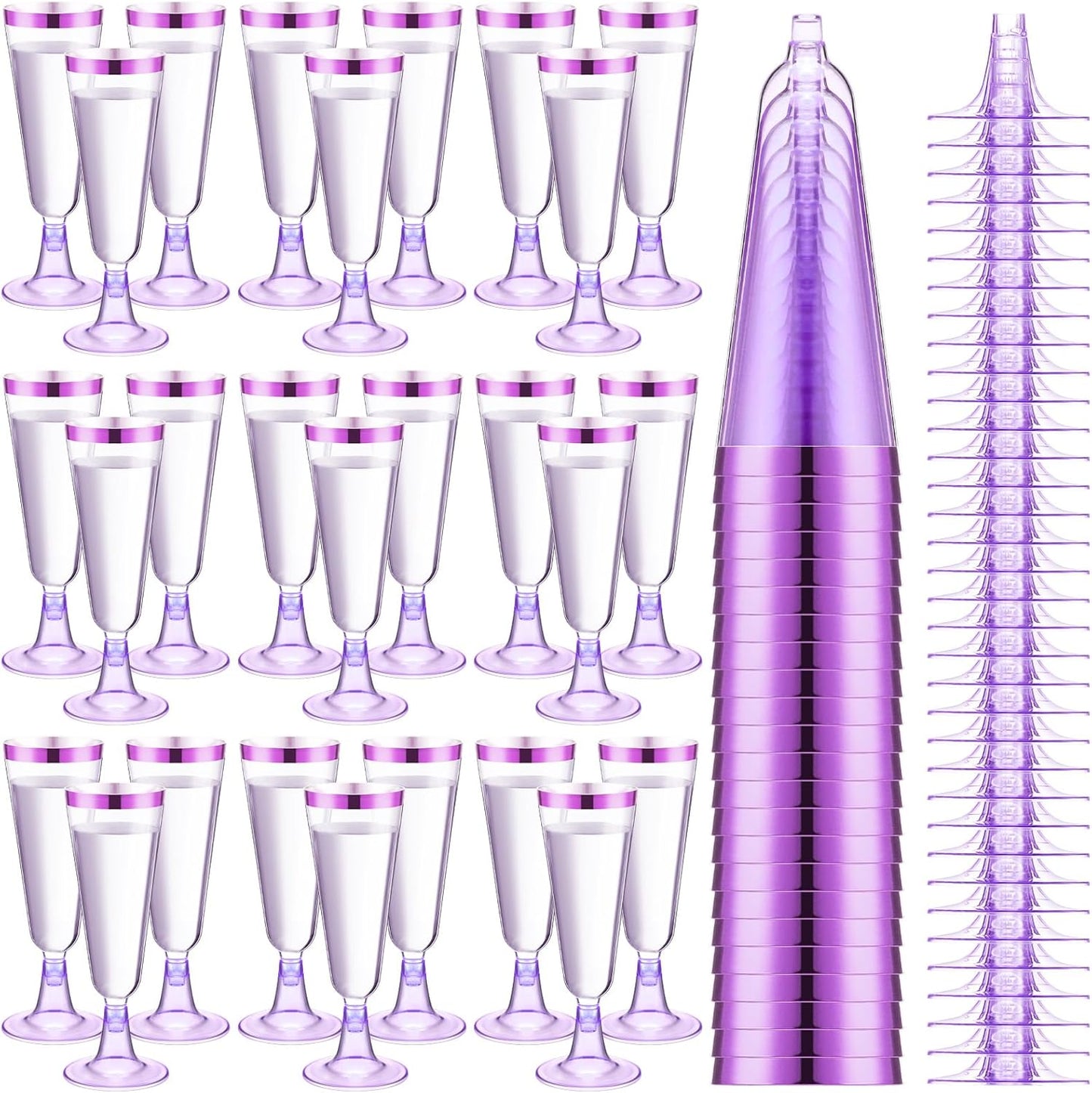 Elegant 100 Pcs Plastic Flutes for Celebrations and Parties