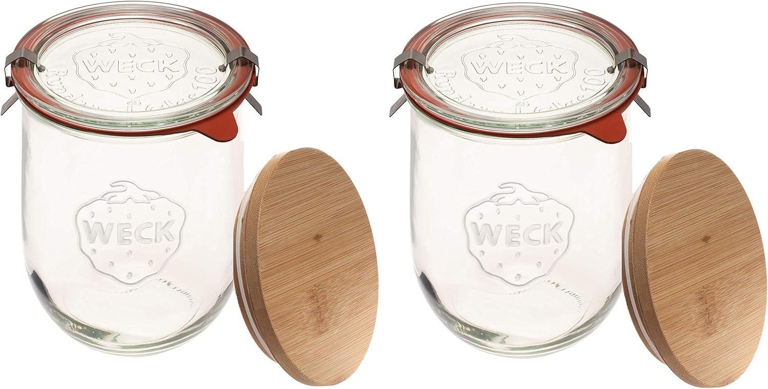 Weck Jars - 33.8 fl. oz Tulip Jars for Sourdough Storage