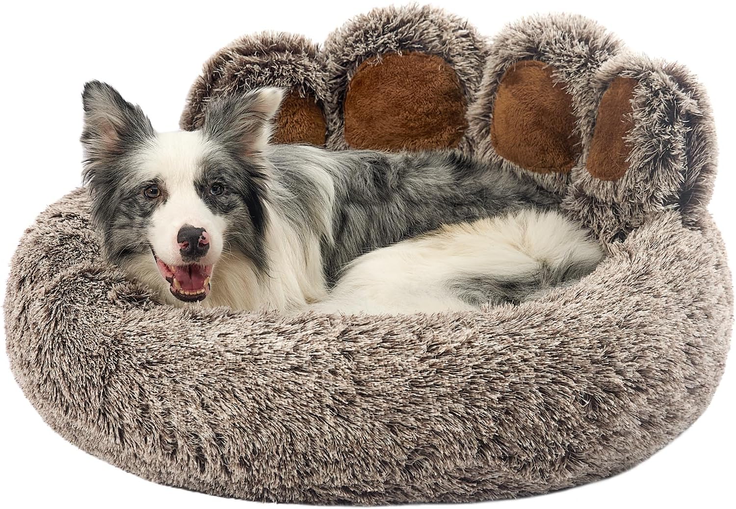 Jiupety Paw Shape Calming Pet Bed for Dogs & Cats, Gray