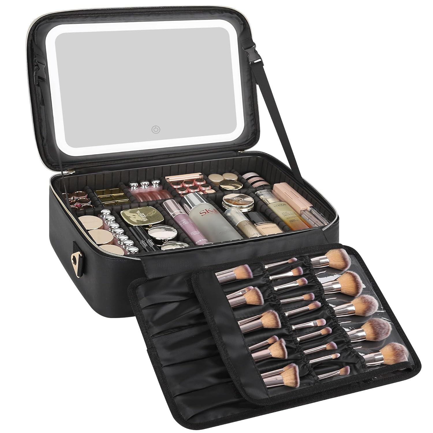 Relavel Travel Makeup Bag With LED Mirror for Professionals