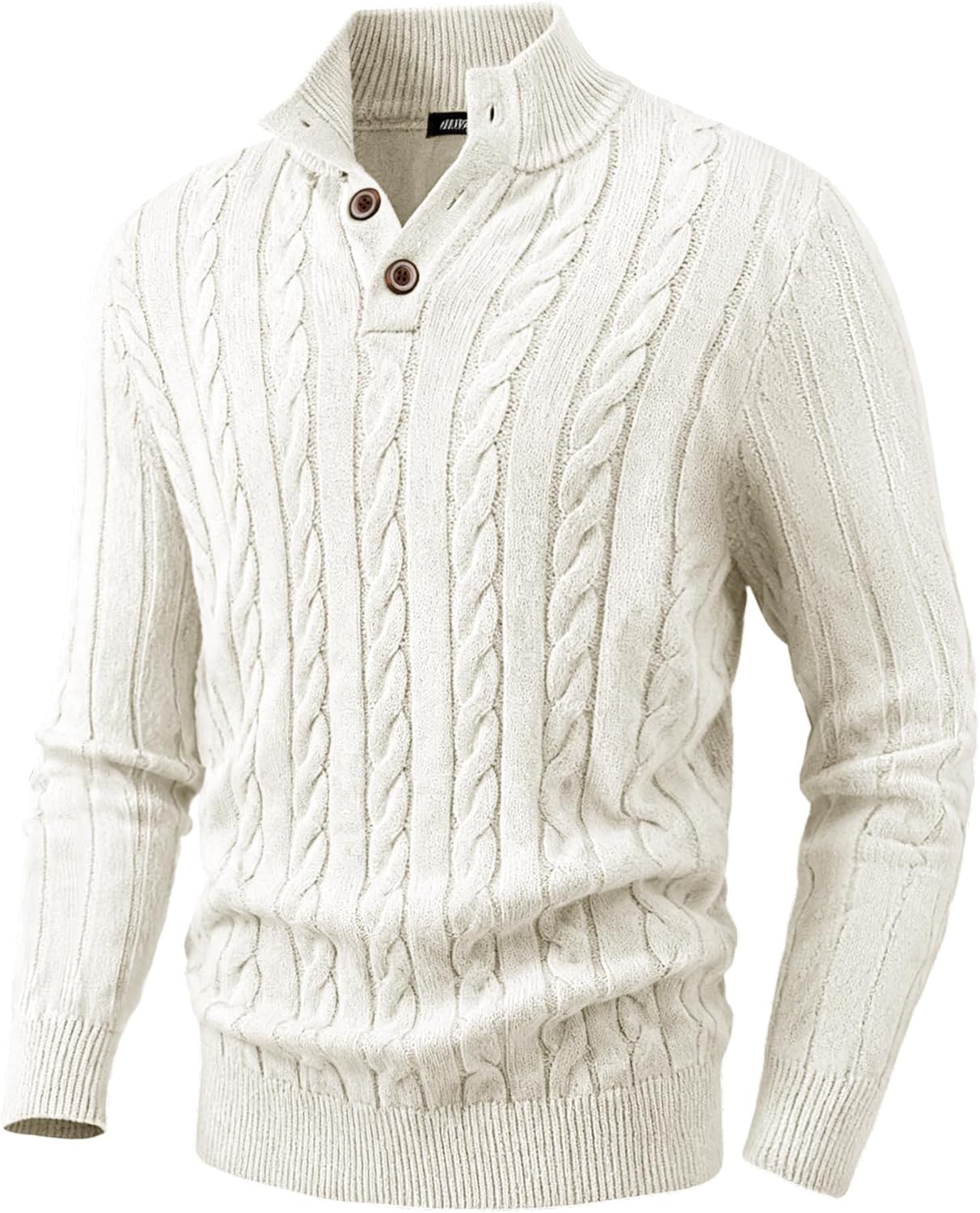 JMIERR Men's Wool Blend Cable Knit Sweater for Casual Style