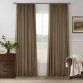 Dutch Cocoa Pleated Linen Blackout Curtains 102 in - True Room
