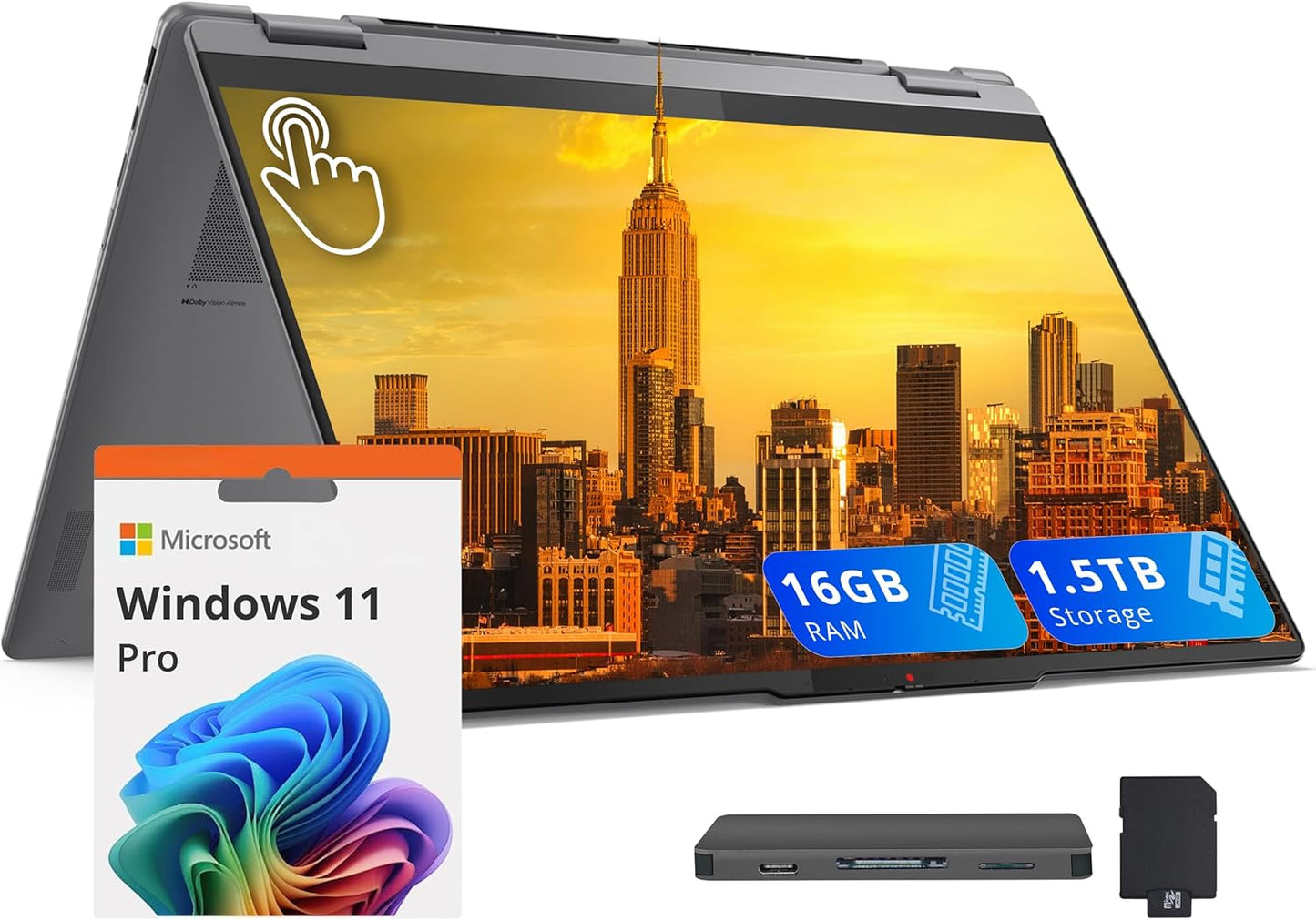 Lenovo Yoga 7i 16in 2-in-1 Touchscreen Laptop with 1.5TB Storage